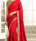 Red Embroidered Georgette Saree With Blouse