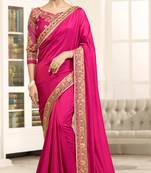 Pink Embroidered Georgette Saree With Blouse
