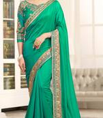 Green Embroidered Georgette Saree With Blouse