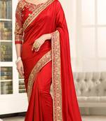 Red Embroidered Georgette Saree With Blouse