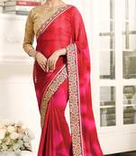 Maroon Embroidered Georgette Saree With Blouse