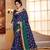 Blue Embroidered Faux Raw Silk Saree With Blouse