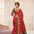 Red Embroidered Faux Raw Silk Saree With Blouse