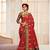 Red Embroidered Faux Raw Silk Saree With Blouse