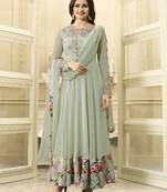 Light sea green embroidered georgette salwar