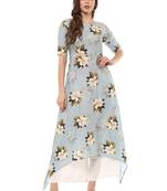 Blue printed cotton stitched kurtas-and-kurtis