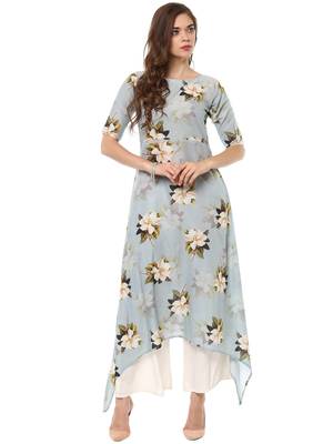 Blue printed cotton stitched kurtas-and-kurtis 2