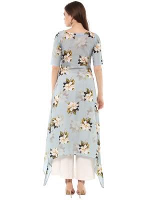 Blue printed cotton stitched kurtas-and-kurtis 3