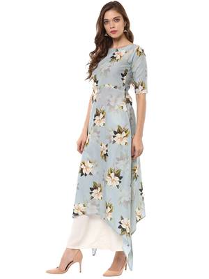 Blue printed cotton stitched kurtas-and-kurtis 4