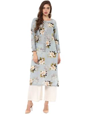 Blue printed cotton stitched kurtas-and-kurtis 1