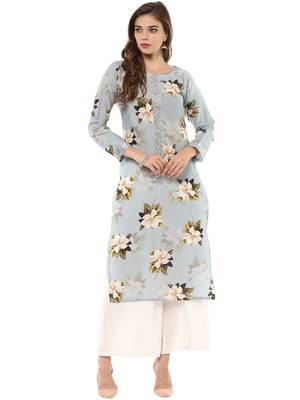Blue printed cotton stitched kurtas-and-kurtis 2