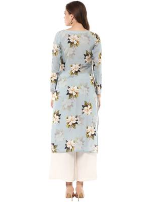 Blue printed cotton stitched kurtas-and-kurtis 3