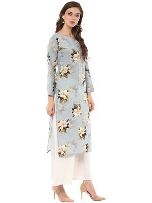 Blue printed cotton stitched kurtas-and-kurtis 5