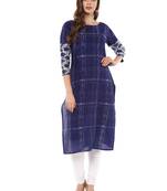 Blue printed cotton stitched kurtas-and-kurtis
