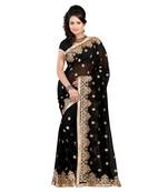 black embroidered georgette saree with blouse