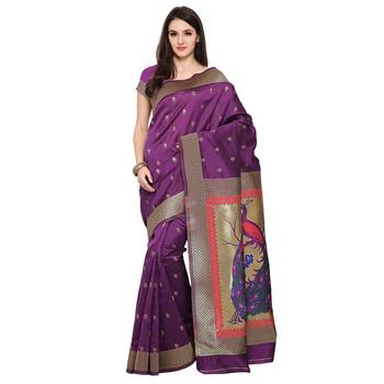 Purple woven paithani silk saree with blouse 1