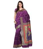 Purple woven paithani silk saree with blouse