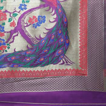 Purple woven paithani silk saree with blouse 5