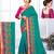 Teal hand woven silk saree with blouse