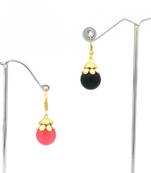 Black  And  Pink Ball Combo Hanging Earring With Pacchi Work For Women  And  Girls