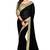 Black plain faux georgette saree with blouse