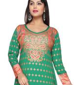 Cyan Green American Crepe Printed Long Kaftan  with Long Sleeves