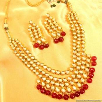 Kundan Meenakari Ruby 3 Line Bridal Look Necklace 1