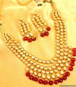 Kundan Meenakari Ruby 3 Line Bridal Look Necklace
