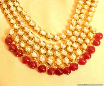 Kundan Meenakari Ruby 3 Line Bridal Look Necklace 2