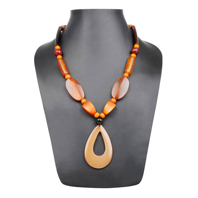 LONGLEAF PINE Orange Acrylic Resin Necklace For Women