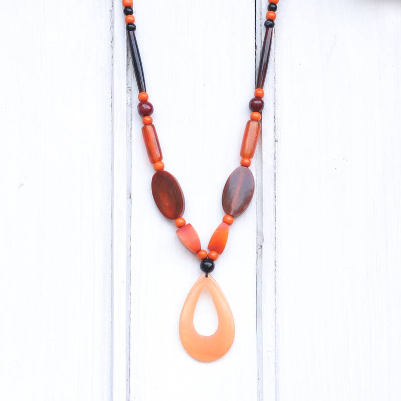 LONGLEAF PINE Orange Acrylic Resin Necklace For Women