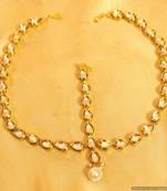 Kundan Meenakari Pear Shaped Pearl Bridal Mathapatti