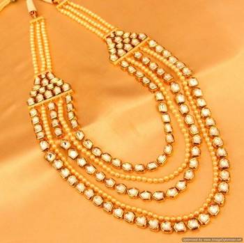 Kundan Meenakari  Long Pearl Necklace Set 1
