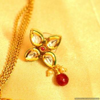 Kundan Meenakari Ruby Gold Look Pendant Set 3