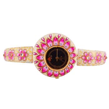 Pink White Handpainted Beautiful Designer Watch 1