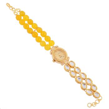Yellow Golden Stylish Beautiful Onyx Watch 1