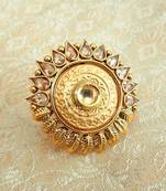 Copper royal golden kundan zircons adjustable finger ring