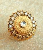 Copper royal white kundan zircons adjustable finger ring