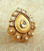 Copper royal white kundan zircons adjustable finger ring