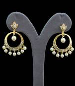 uncut polki real diamond earrings chandbali design