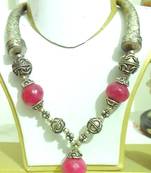 Ruby Red German Silver Necklace