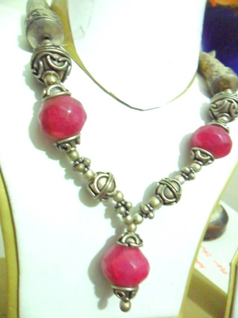 Ruby Red German Silver Necklace