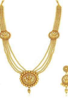 Traditional laxmi ji Five layers Gold plated Necklace set( Beaded Necklace)