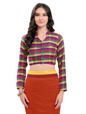 Rust kota cotton kota doria work saree with blouse 3