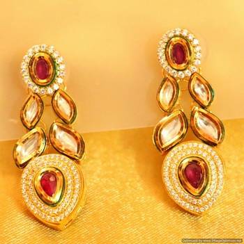 Ruby Kundan Meenakari Fusion Danglers 1