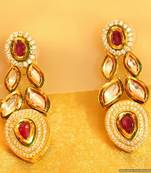 Ruby Kundan Meenakari Fusion Danglers