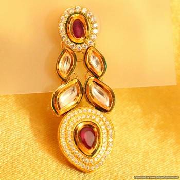 Ruby Kundan Meenakari Fusion Danglers 2