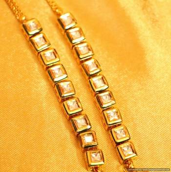 Kundan Meenakari Square Shaped Ear Chain 2
