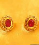 Gold Look Ruby Stone Studs