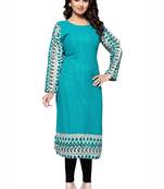 Turquoise plain georgette stitched kurtas-and-kurtis